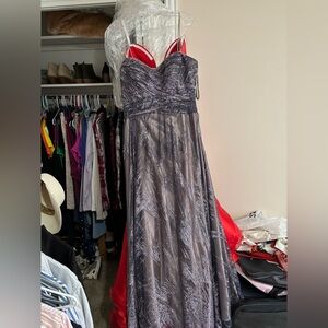 Jump Apparel Gray and Purple Prom Dress